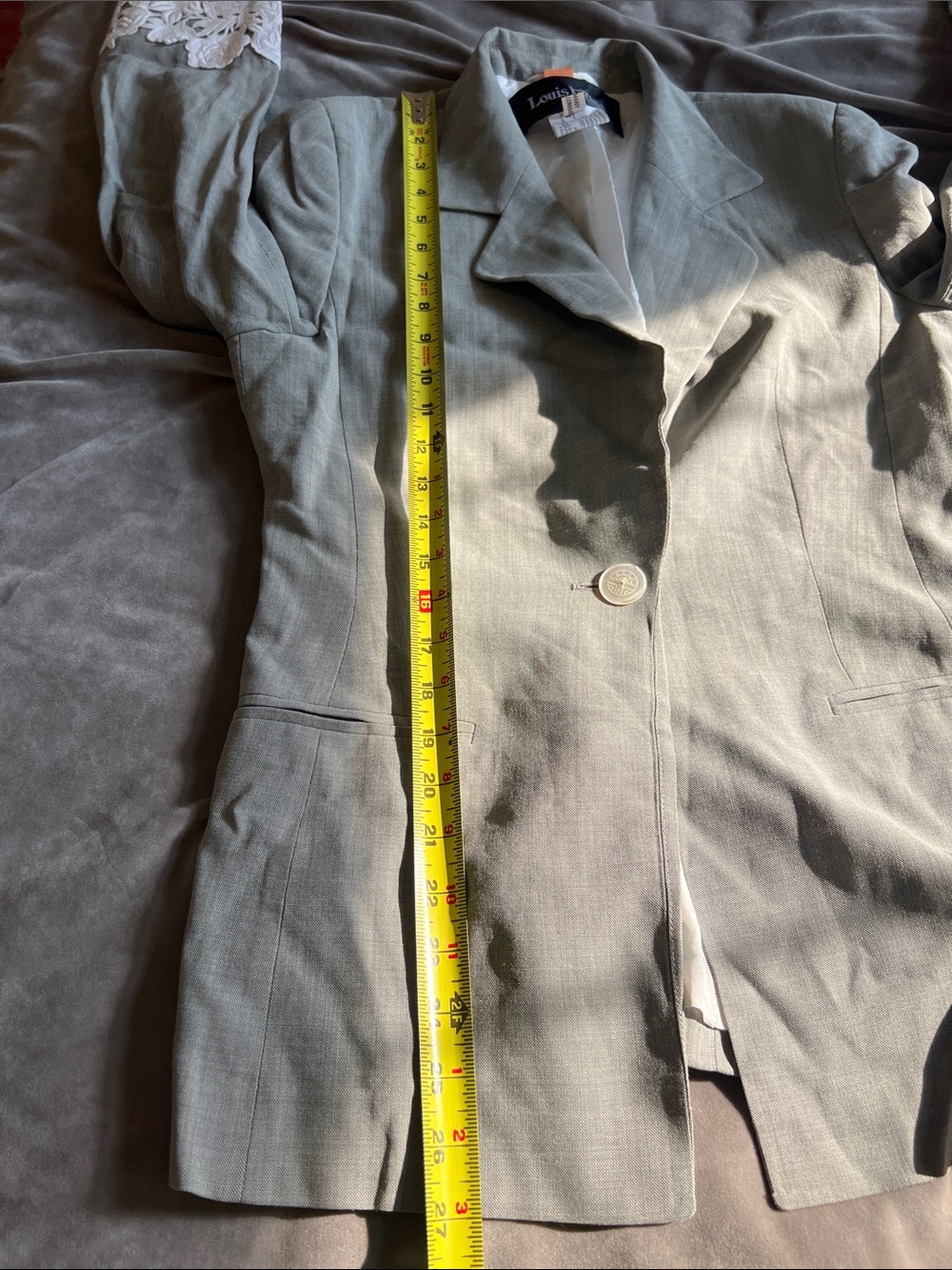 Louis Feraud Gray Blazer with White Lace Trim - Picture 16 of 16